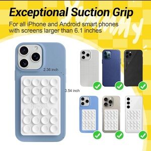 Suction Cup Phone Case Mount Double-Sided Silicone Sticky Phone Stand WHITE